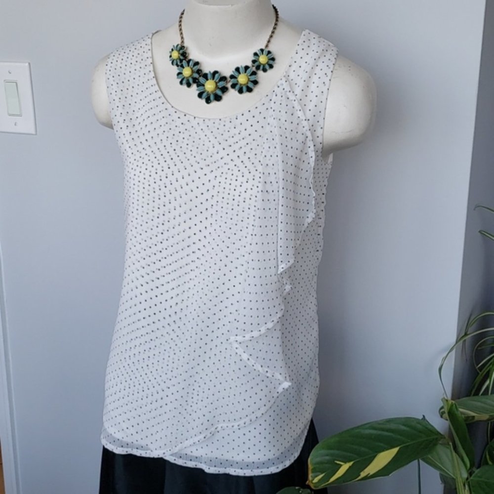 Reitmans white & black polka dot dressy tank